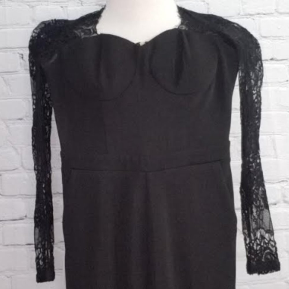 Material Girl Black Jumpsuit with Lace Neckline